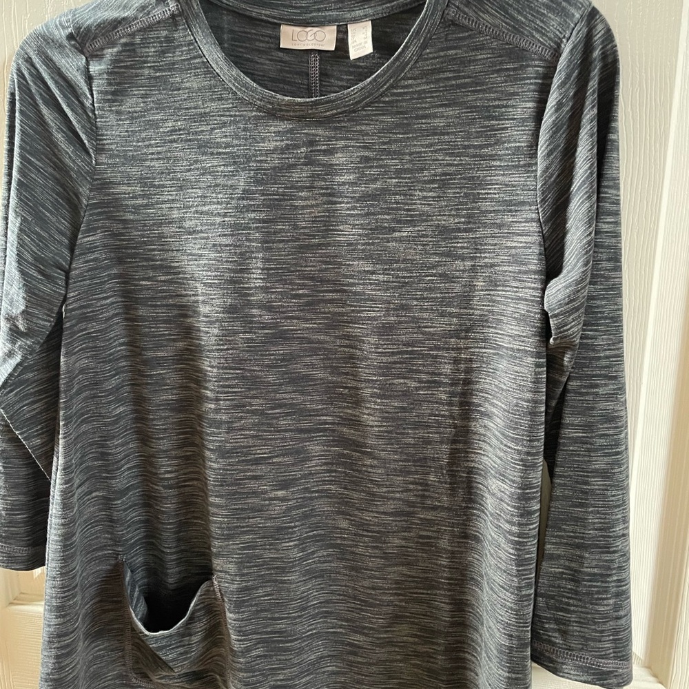 Gray Striped Long Sleeve Top